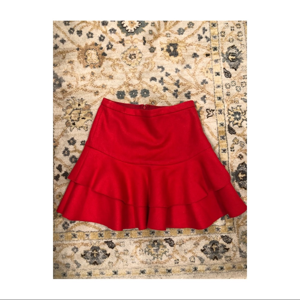 J. Crew red Wool blend skirt size 0 never worn